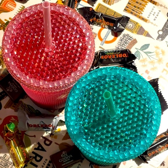 NEW SET✨Starbucks 2022 Holiday Bling Gradient Venti Mint & Pink Blush Tumblers - Picture 7 of 7